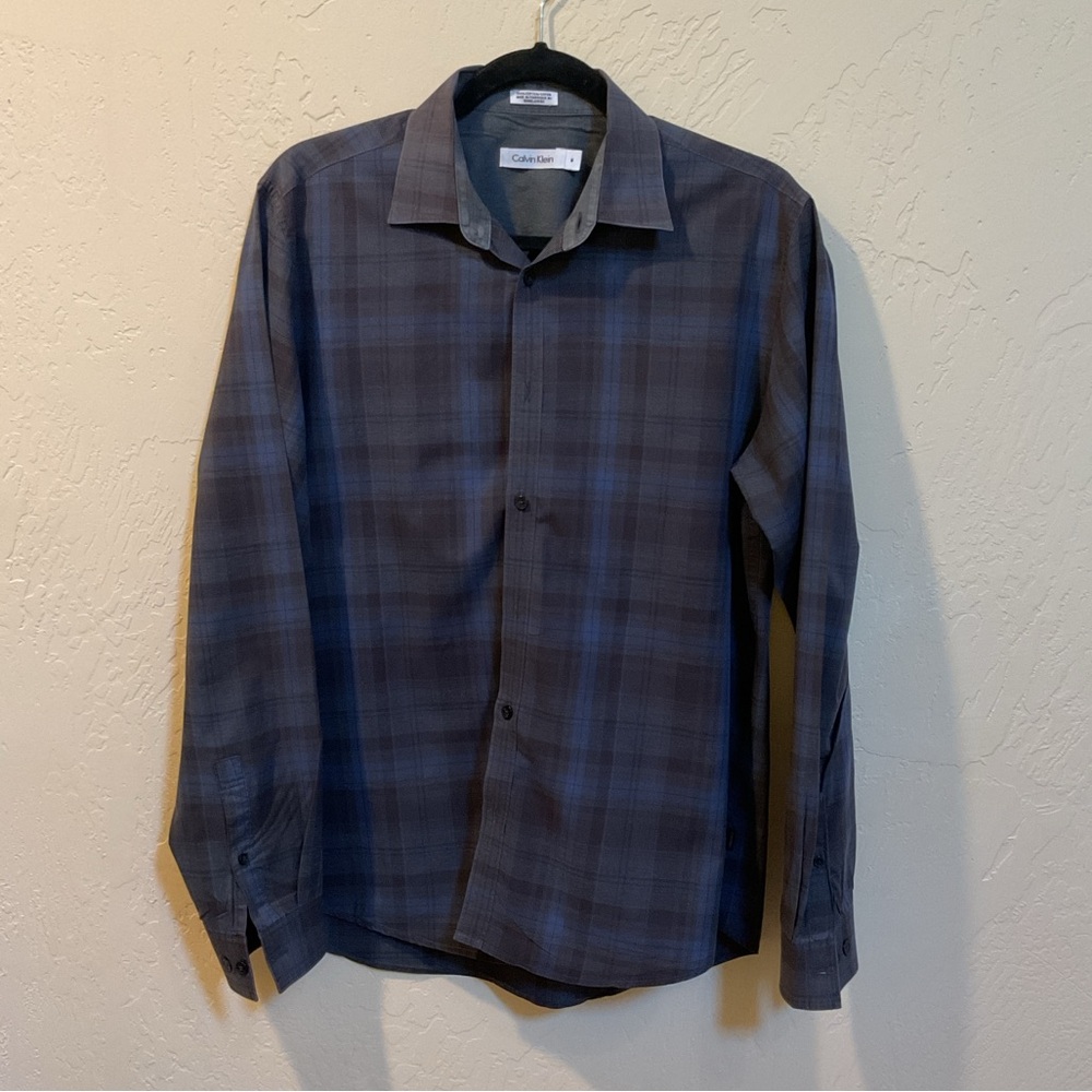 Calvin Klein medium blue and black shirt